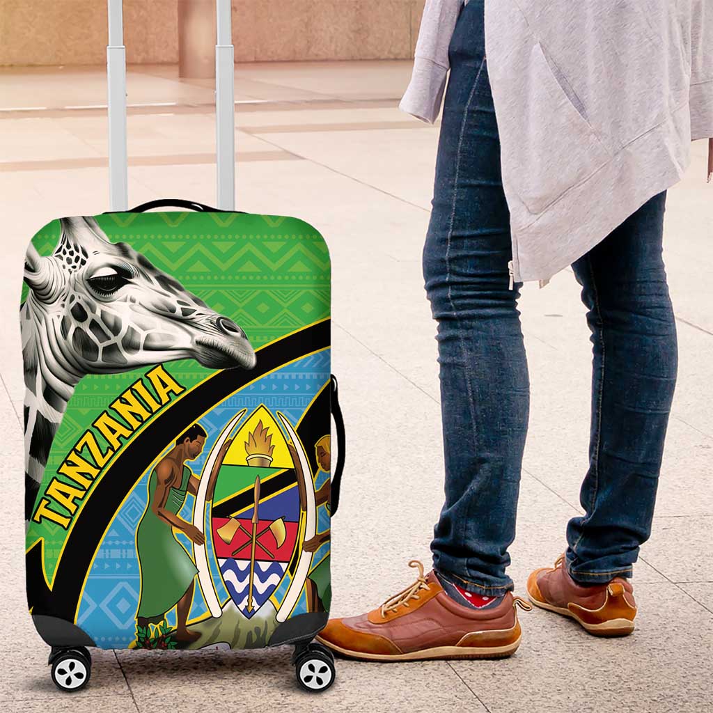 Tanzania Giraffe Luggage Cover Coat Of Arms African Pattern