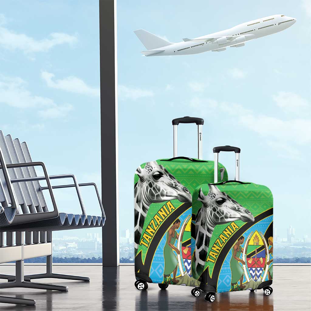 Tanzania Giraffe Luggage Cover Coat Of Arms African Pattern