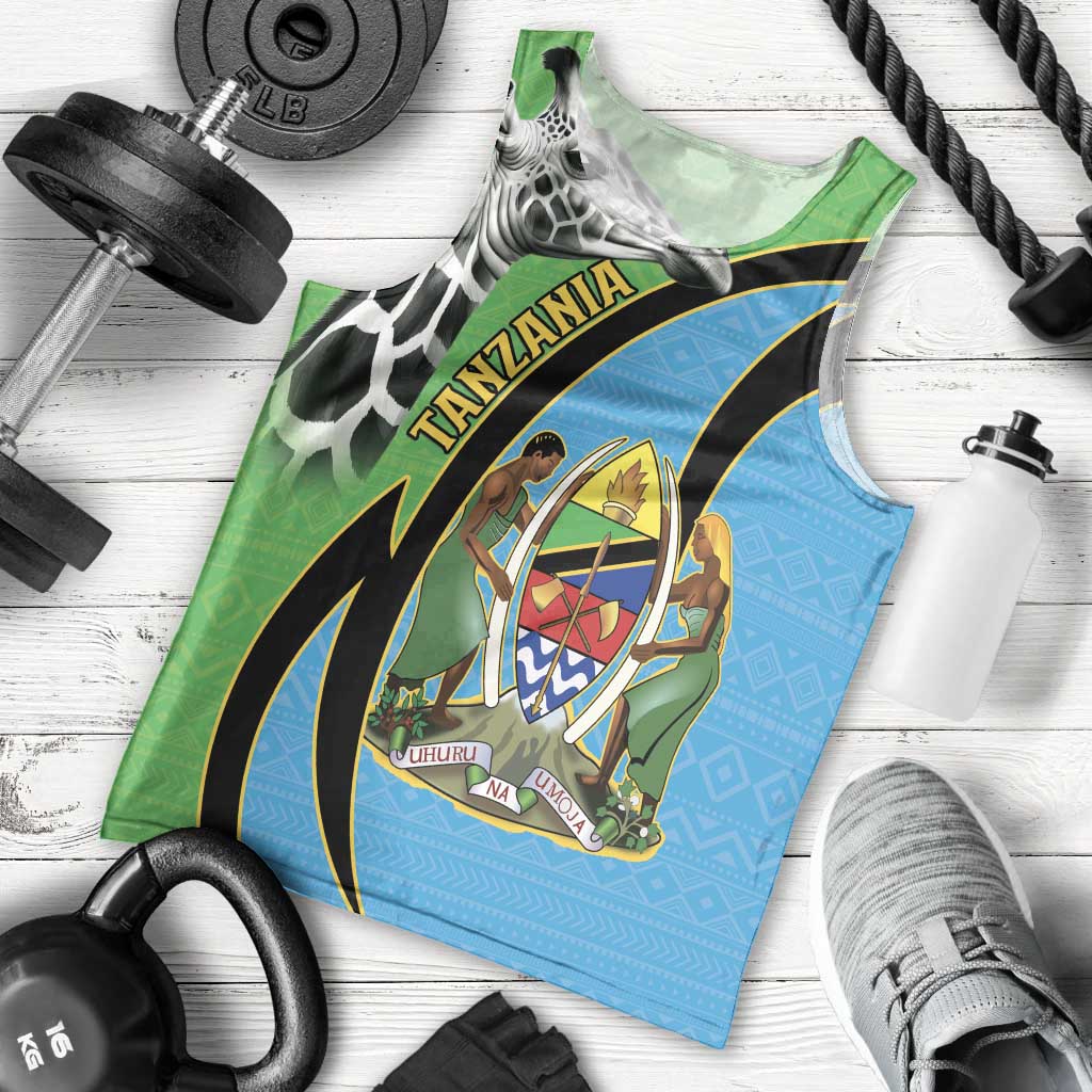 Tanzania Giraffe Men Tank Top Coat Of Arms African Pattern