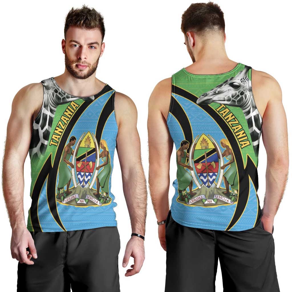 Tanzania Giraffe Men Tank Top Coat Of Arms African Pattern