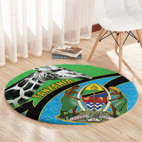 Tanzania Giraffe Round Carpet Coat Of Arms African Pattern