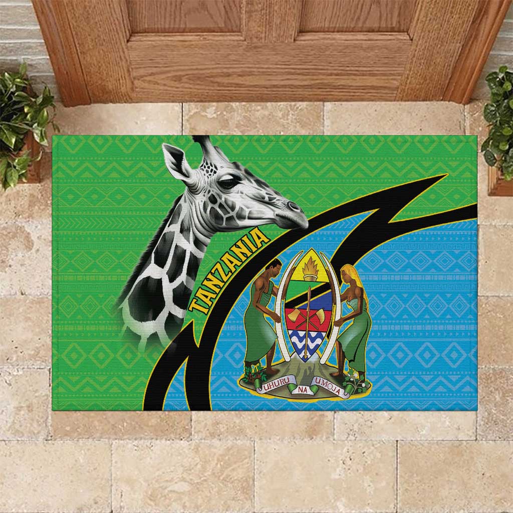 Tanzania Giraffe Rubber Doormat Coat Of Arms African Pattern
