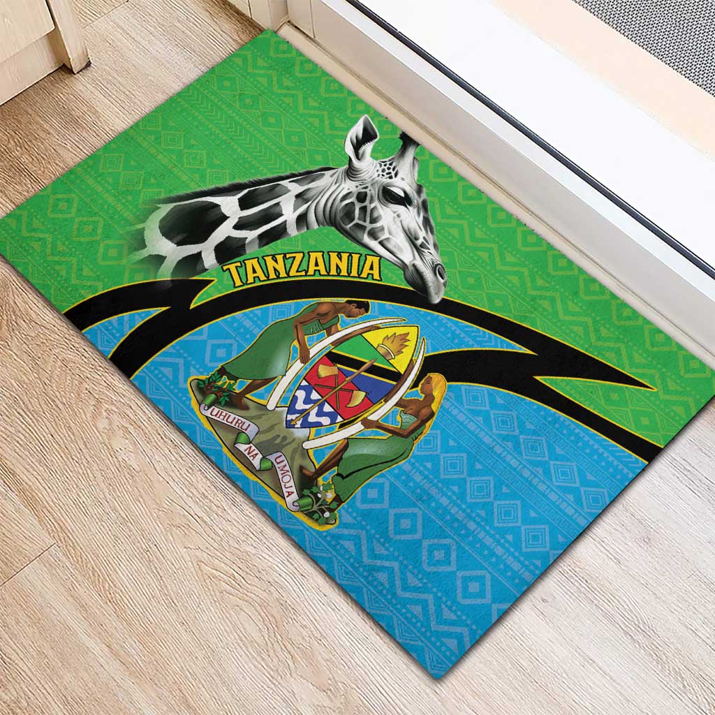 Tanzania Giraffe Rubber Doormat Coat Of Arms African Pattern