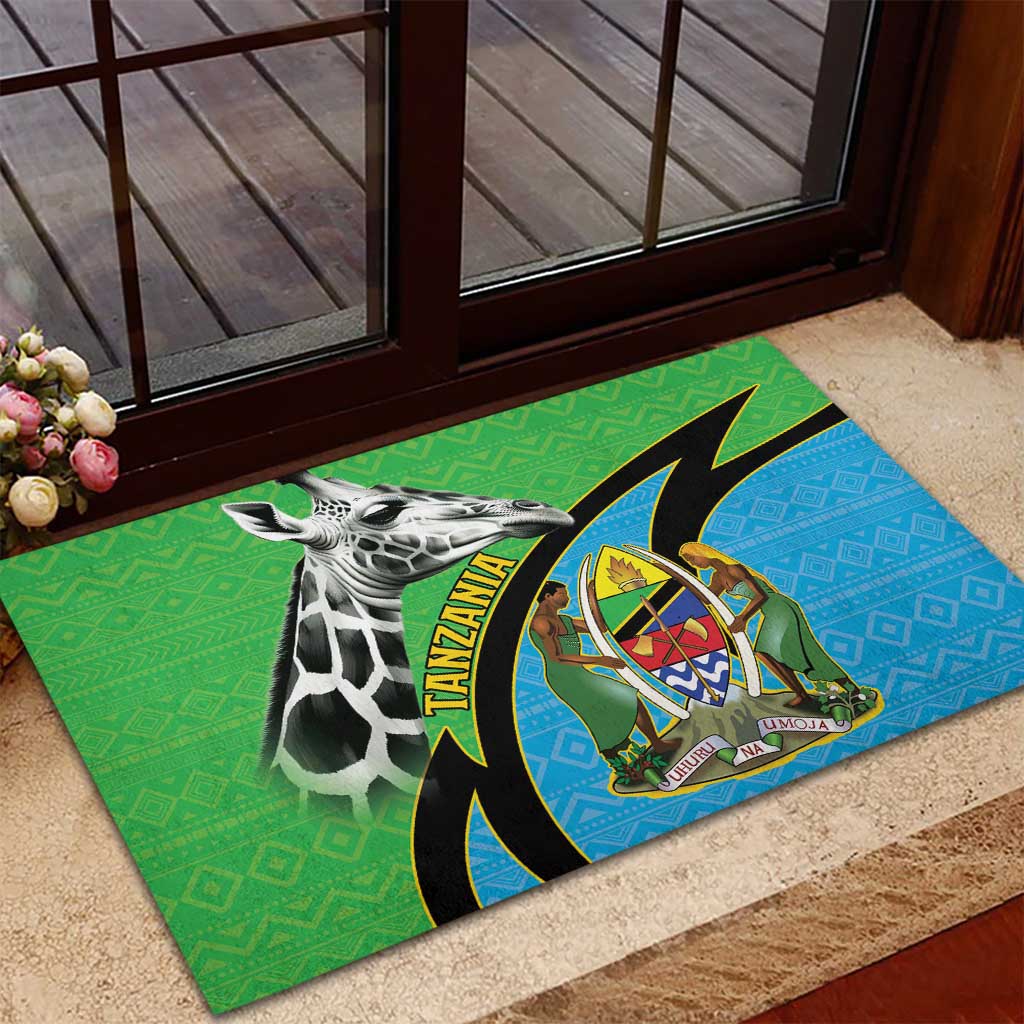 Tanzania Giraffe Rubber Doormat Coat Of Arms African Pattern