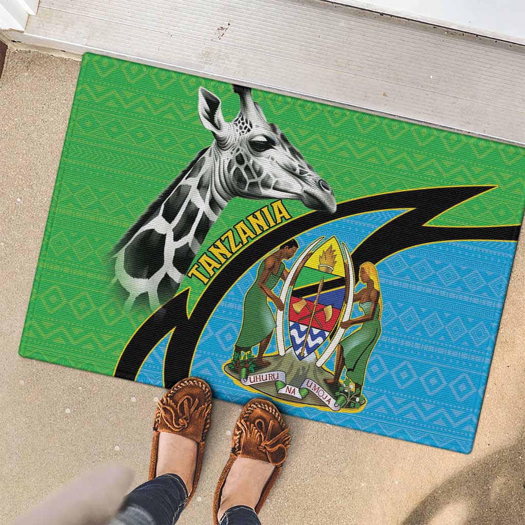 Tanzania Giraffe Rubber Doormat Coat Of Arms African Pattern