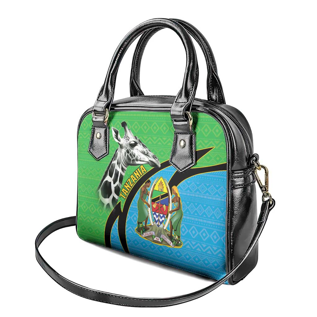 Tanzania Giraffe Shoulder Handbag Coat Of Arms African Pattern