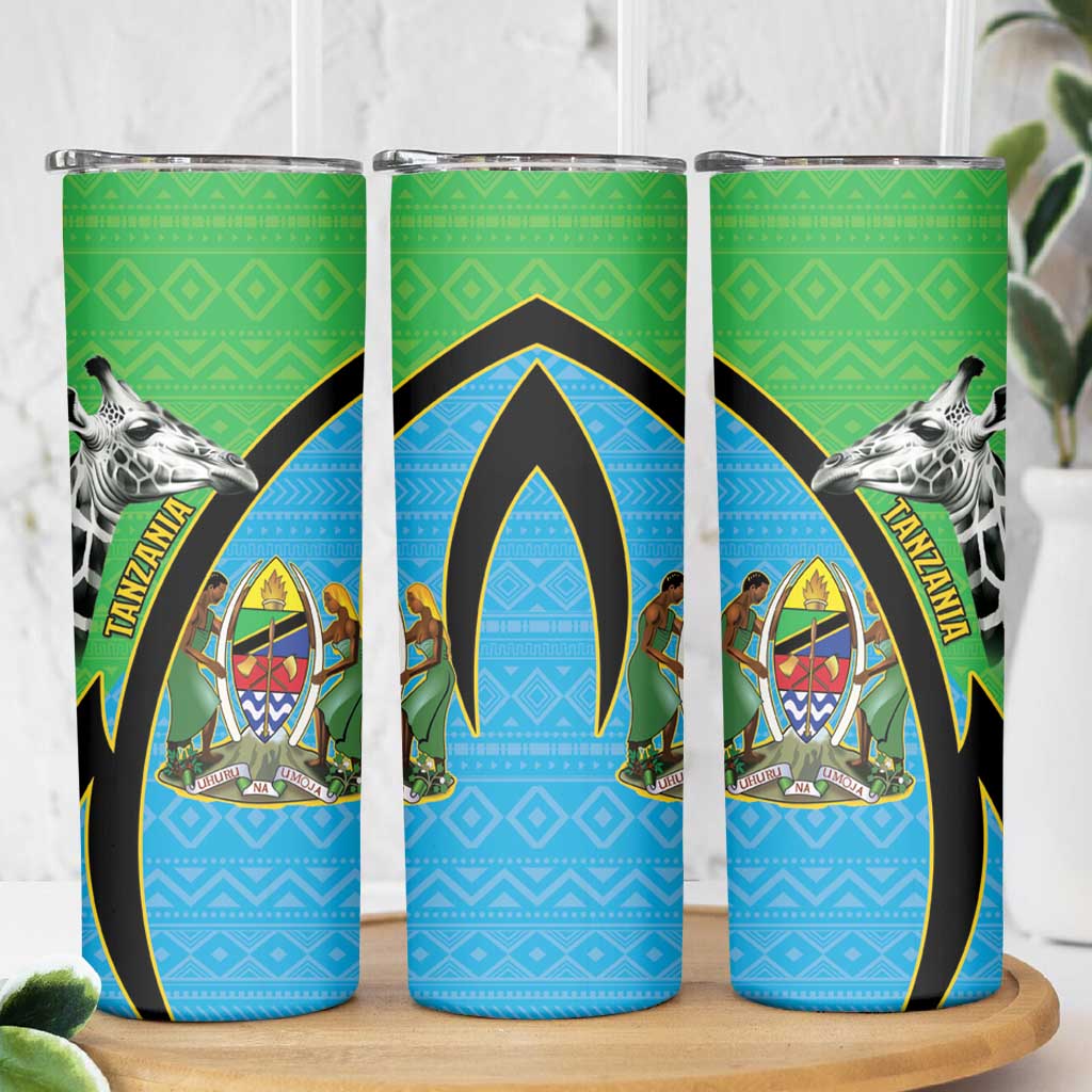 Tanzania Giraffe Skinny Tumbler Coat Of Arms African Pattern