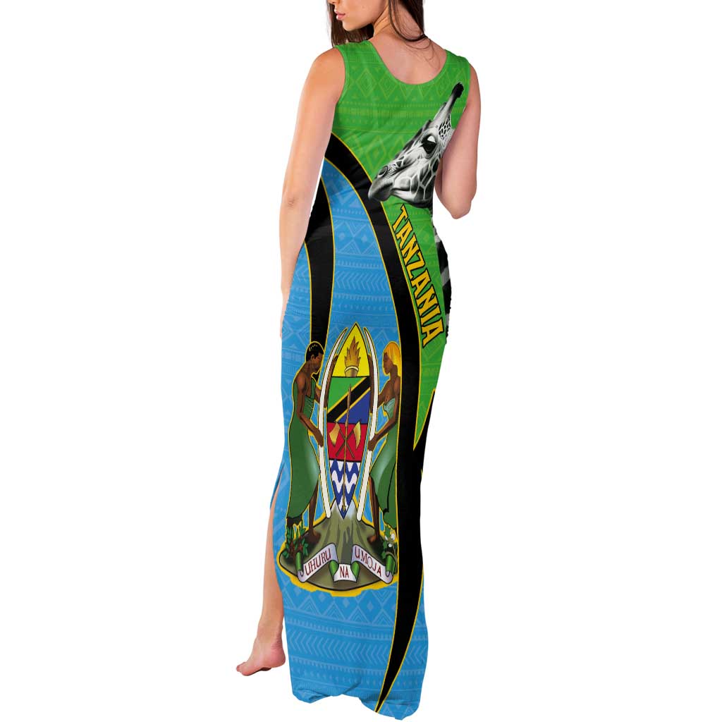 Tanzania Giraffe Tank Maxi Dress Coat Of Arms African Pattern