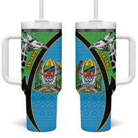 Tanzania Giraffe Tumbler With Handle Coat Of Arms African Pattern
