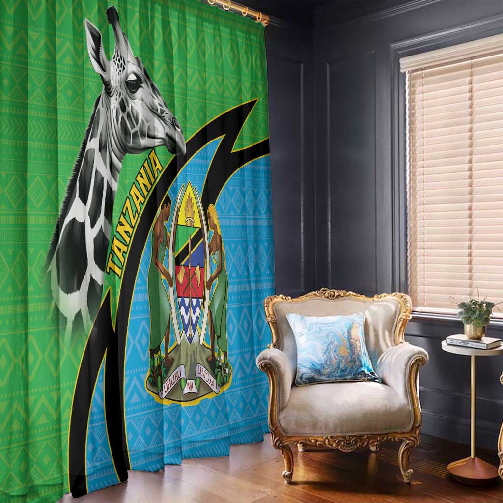 Tanzania Giraffe Window Curtain Coat Of Arms African Pattern
