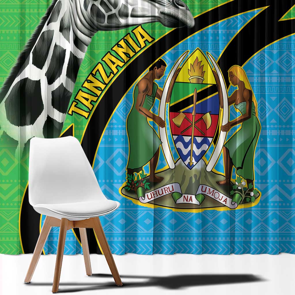 Tanzania Giraffe Window Curtain Coat Of Arms African Pattern