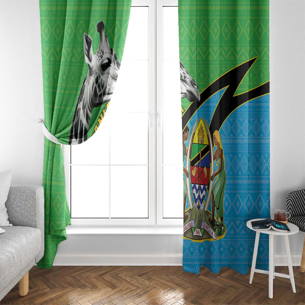 Tanzania Giraffe Window Curtain Coat Of Arms African Pattern