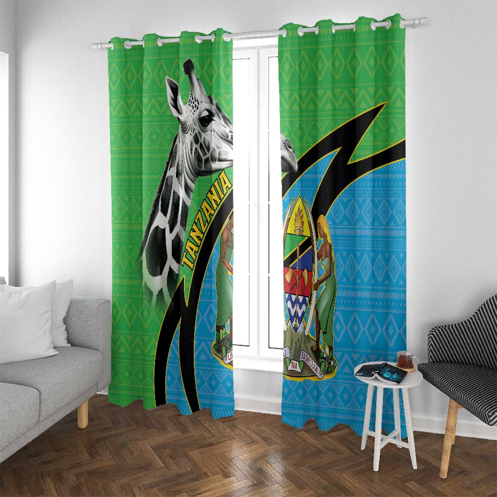 Tanzania Giraffe Window Curtain Coat Of Arms African Pattern