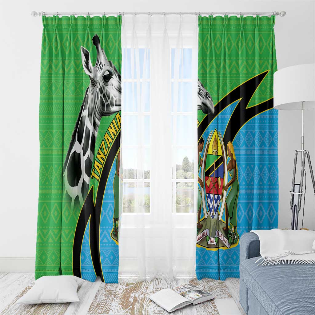 Tanzania Giraffe Window Curtain Coat Of Arms African Pattern