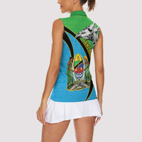 Tanzania Giraffe Women Sleeveless Polo Shirt Coat Of Arms African Pattern