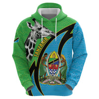Tanzania Giraffe Zip Hoodie Coat Of Arms African Pattern