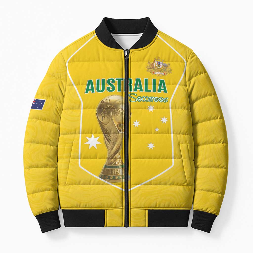 Custom Australia Soccer Bomber Puffer Jacket Aussie Aussie Oi Oi Oi