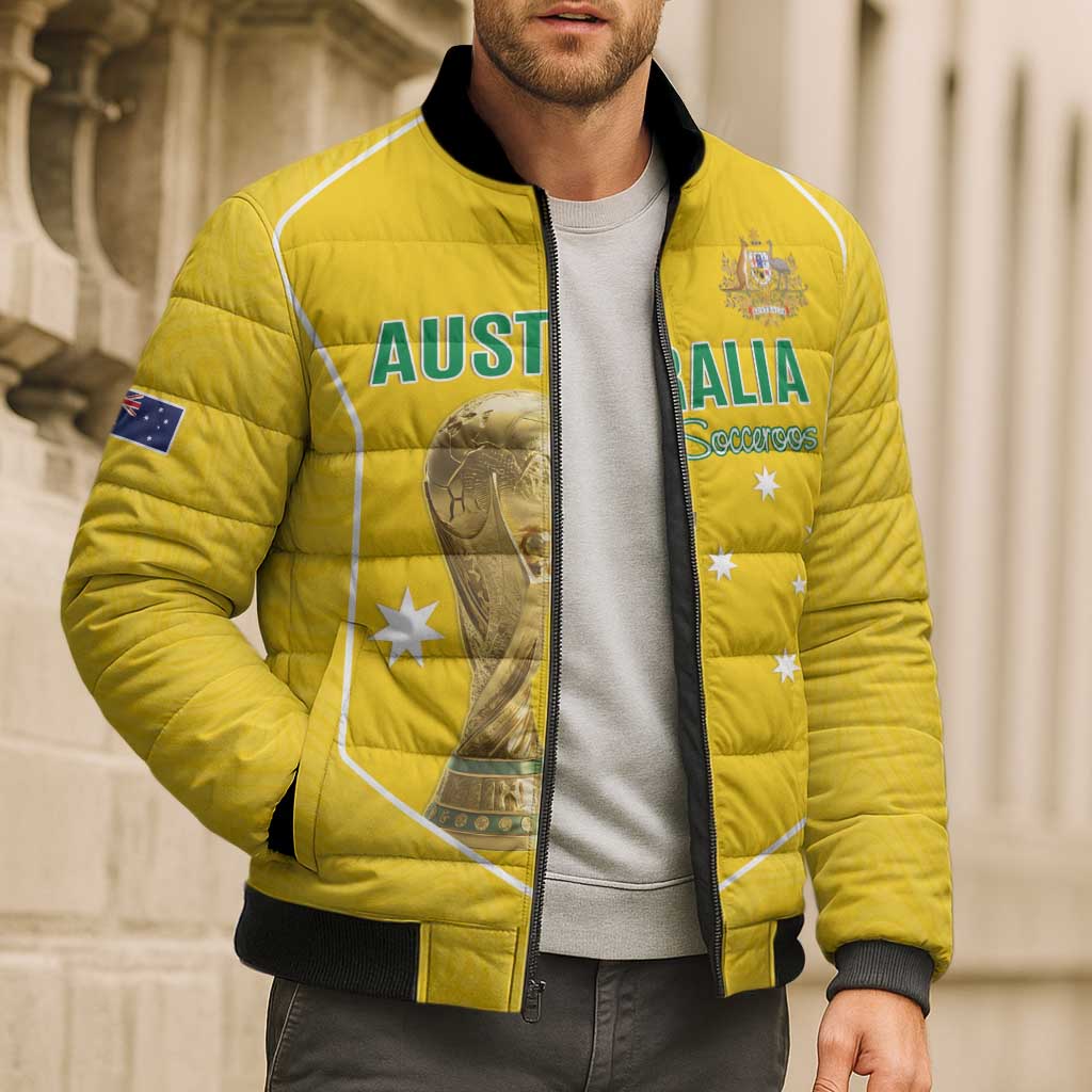 Custom Australia Soccer Bomber Puffer Jacket Aussie Aussie Oi Oi Oi