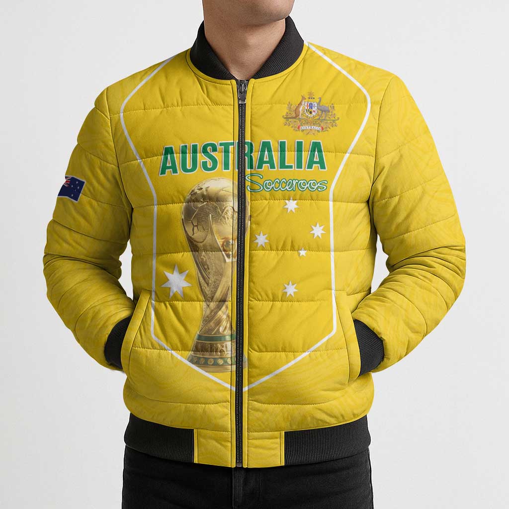 Custom Australia Soccer Bomber Puffer Jacket Aussie Aussie Oi Oi Oi