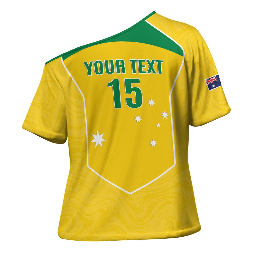 Custom Australia Soccer Cross Shoulder Shirt Aussie Aussie Oi Oi Oi