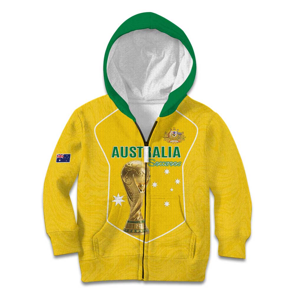 Custom Australia Soccer Kid Hoodie Aussie Aussie Oi Oi Oi