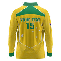 Custom Australia Soccer Long Sleeve Polo Shirt Aussie Aussie Oi Oi Oi