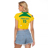 Custom Australia Soccer Raglan Cropped T Shirt Aussie Aussie Oi Oi Oi