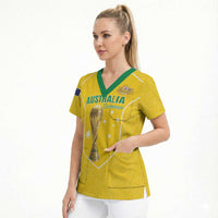 Custom Australia Soccer Scrub Top Aussie Aussie Oi Oi Oi