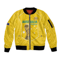 Custom Australia Soccer Sleeve Zip Bomber Jacket Aussie Aussie Oi Oi Oi