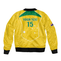 Custom Australia Soccer Sleeve Zip Bomber Jacket Aussie Aussie Oi Oi Oi