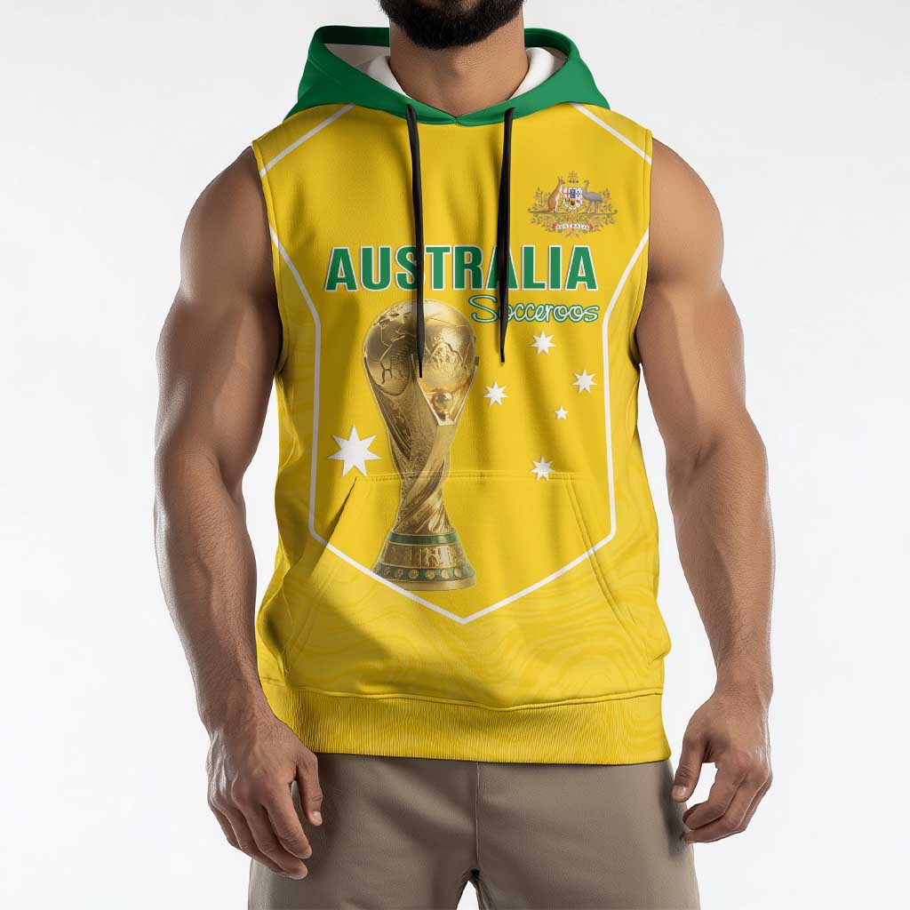 Custom Australia Soccer Sleeveless Hoodie Aussie Aussie Oi Oi Oi