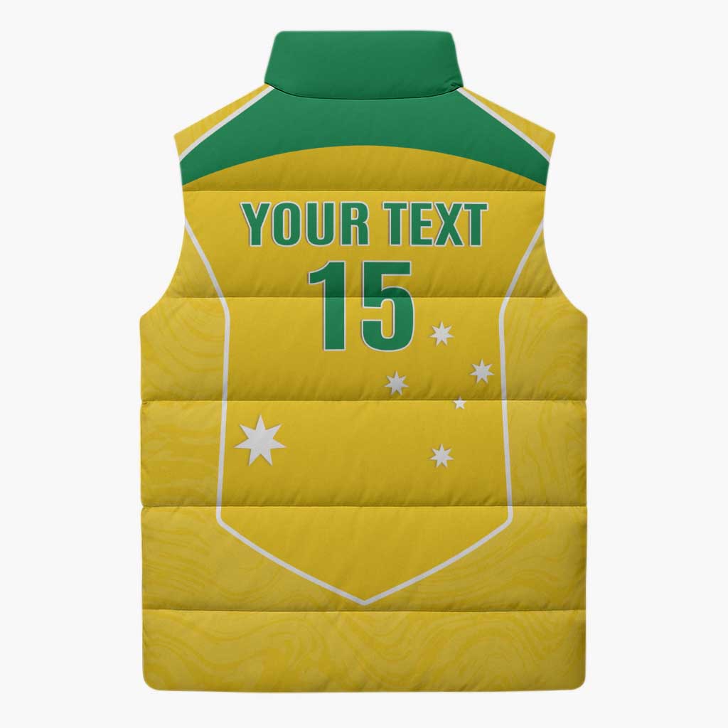 Custom Australia Soccer Sleeveless Puffer Jacket Aussie Aussie Oi Oi Oi