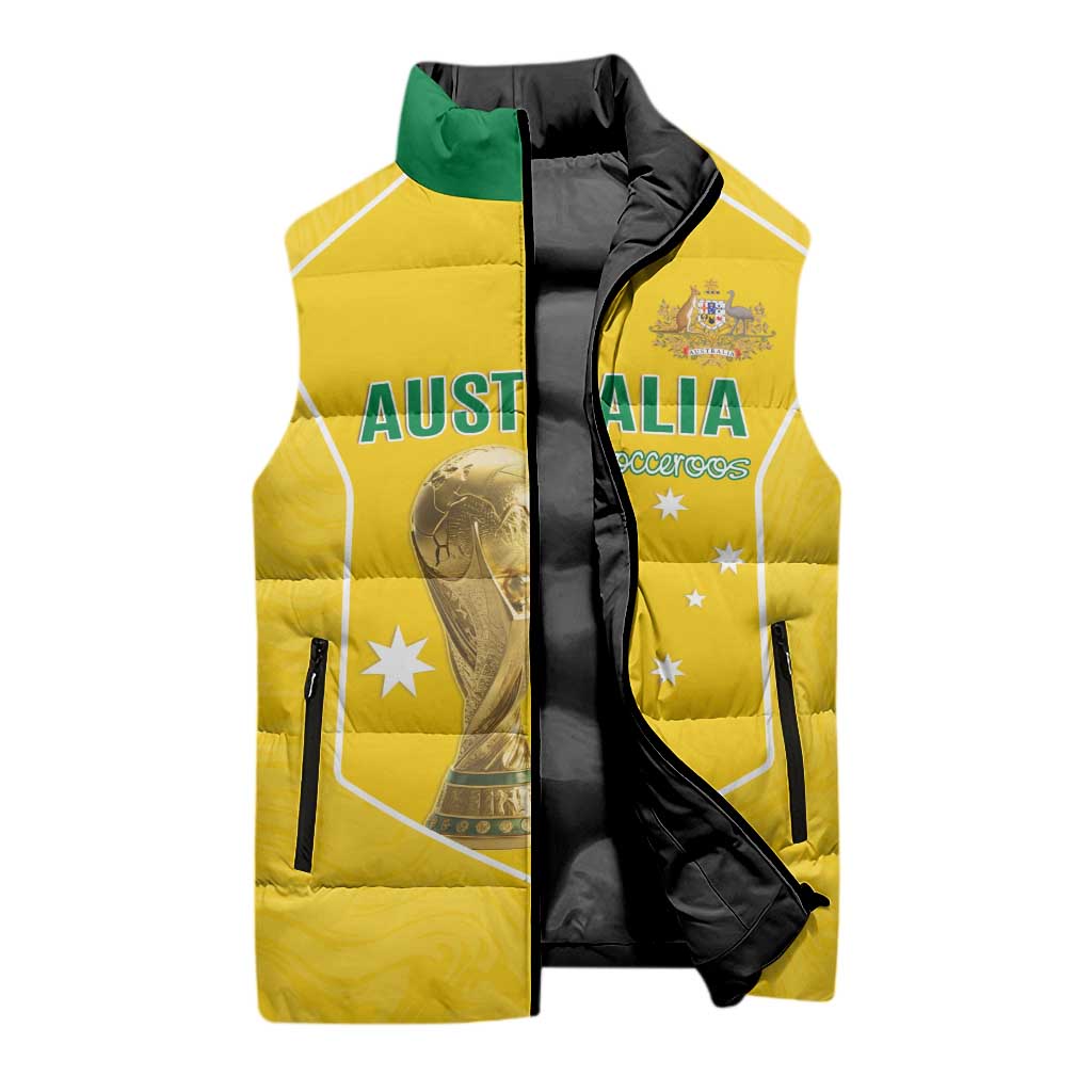 Custom Australia Soccer Sleeveless Puffer Jacket Aussie Aussie Oi Oi Oi