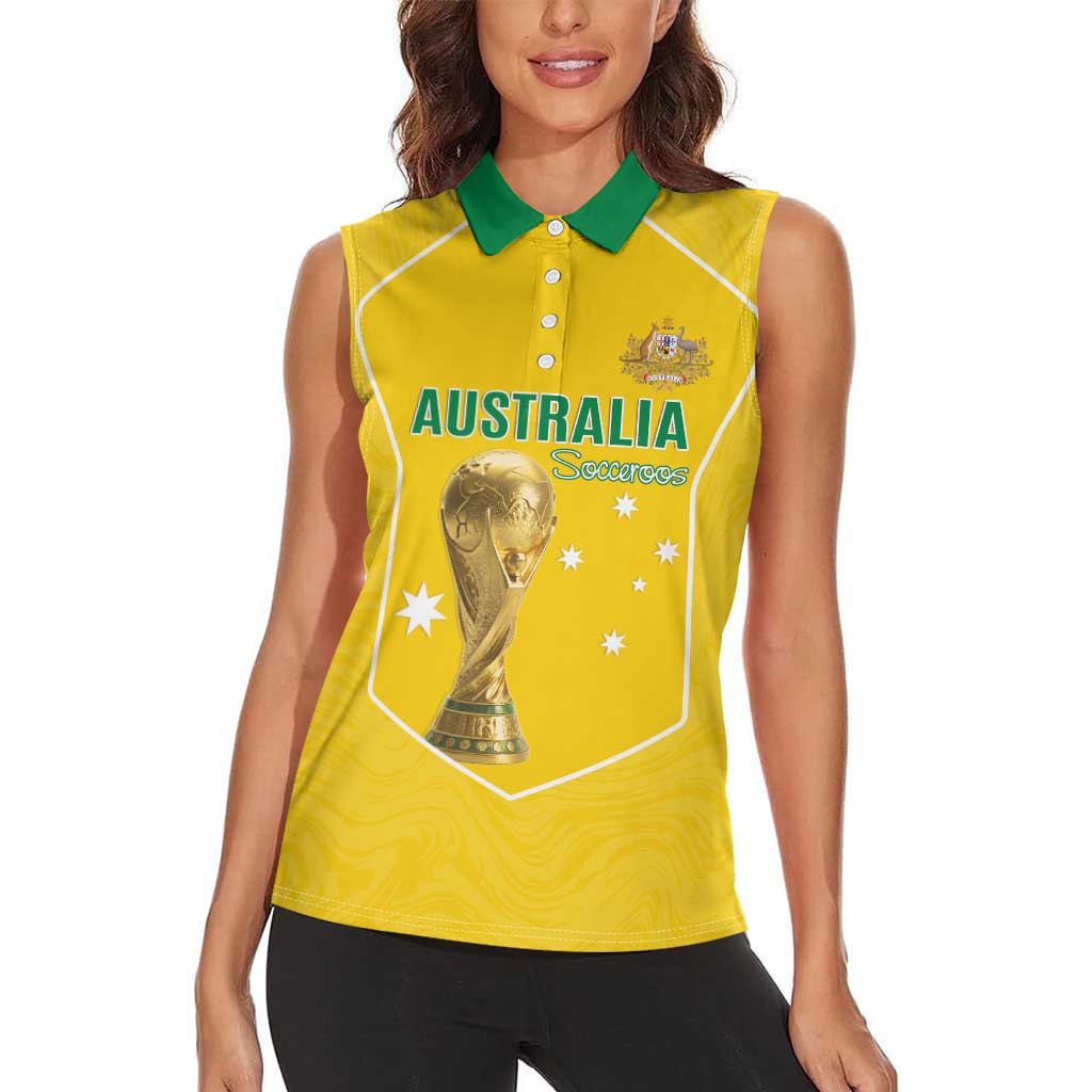 Custom Australia Soccer Women Sleeveless Polo Shirt Aussie Aussie Oi Oi Oi