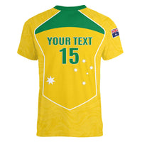 Custom Australia Soccer Women V-Neck T-Shirt Aussie Aussie Oi Oi Oi