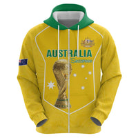 Custom Australia Soccer Zip Hoodie Aussie Aussie Oi Oi Oi