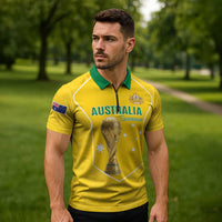 Custom Australia Soccer Zipper Polo Shirt Aussie Aussie Oi Oi Oi