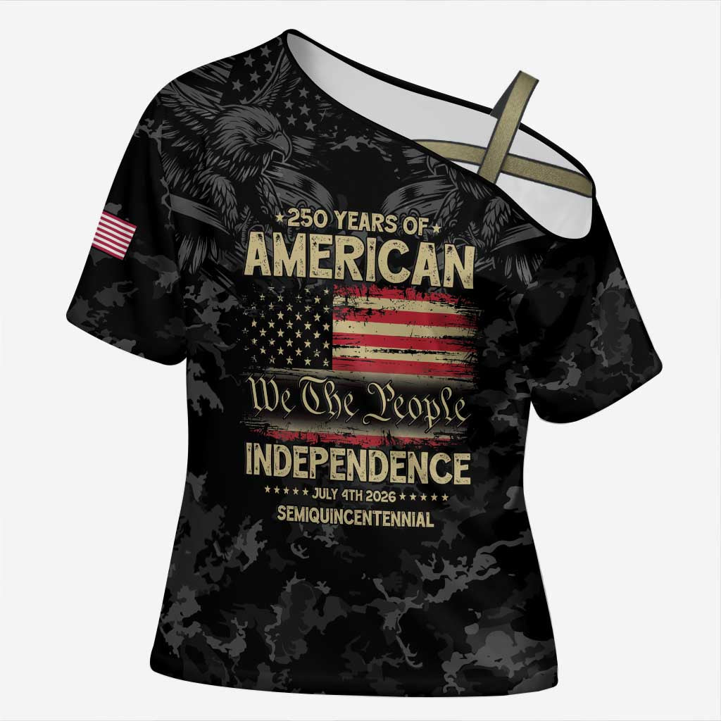 United States Cross Shoulder Shirt Semiquincentennial Anniversary - Camo Style