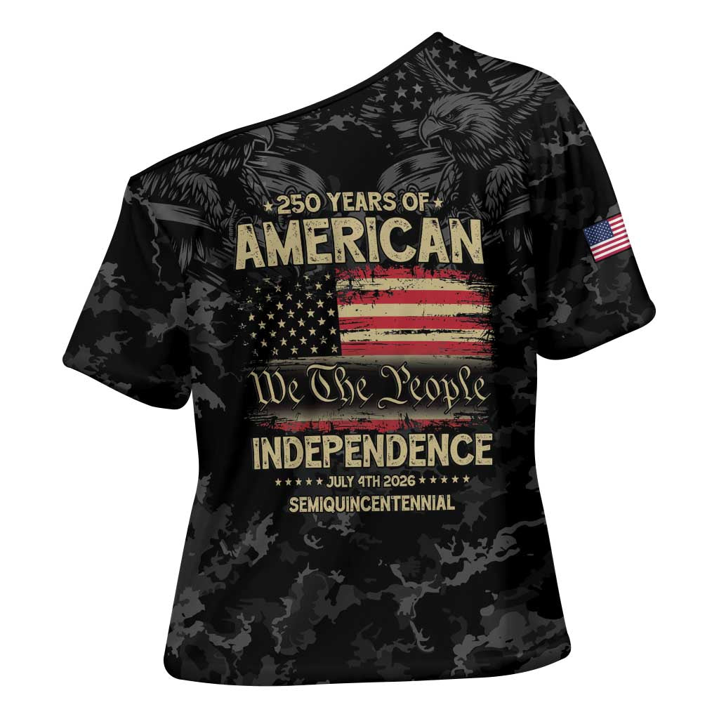United States Cross Shoulder Shirt Semiquincentennial Anniversary - Camo Style