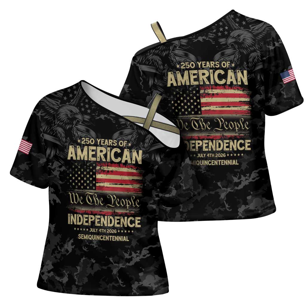 United States Cross Shoulder Shirt Semiquincentennial Anniversary - Camo Style