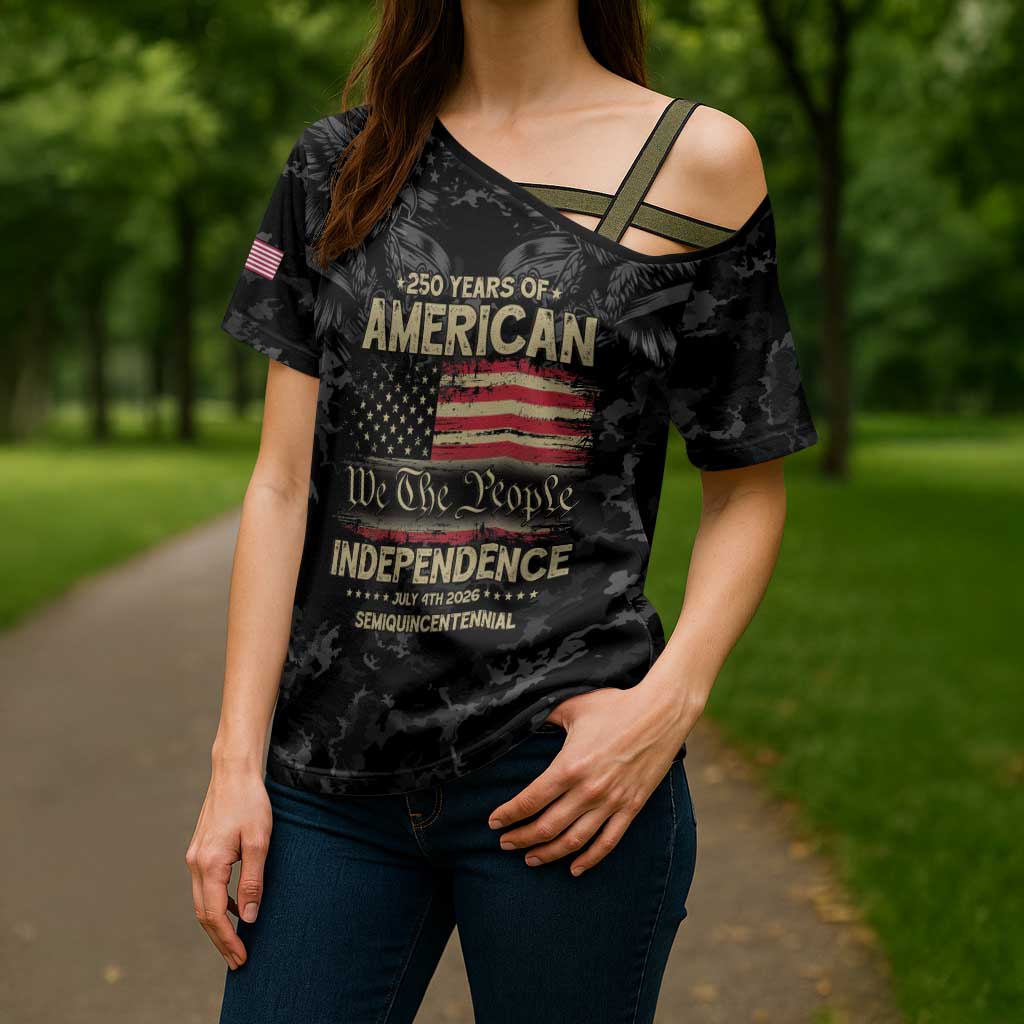 United States Cross Shoulder Shirt Semiquincentennial Anniversary - Camo Style