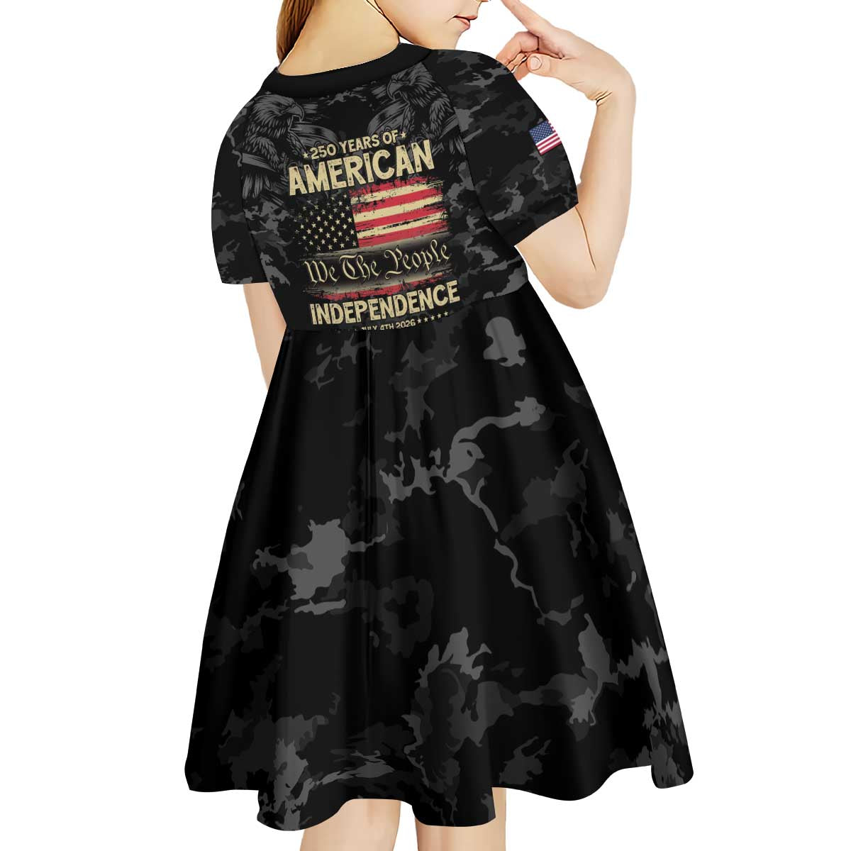 United States Kid Short Sleeve Dress Semiquincentennial Anniversary - Camo Style