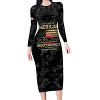 United States Long Sleeve Bodycon Dress Semiquincentennial Anniversary - Camo Style