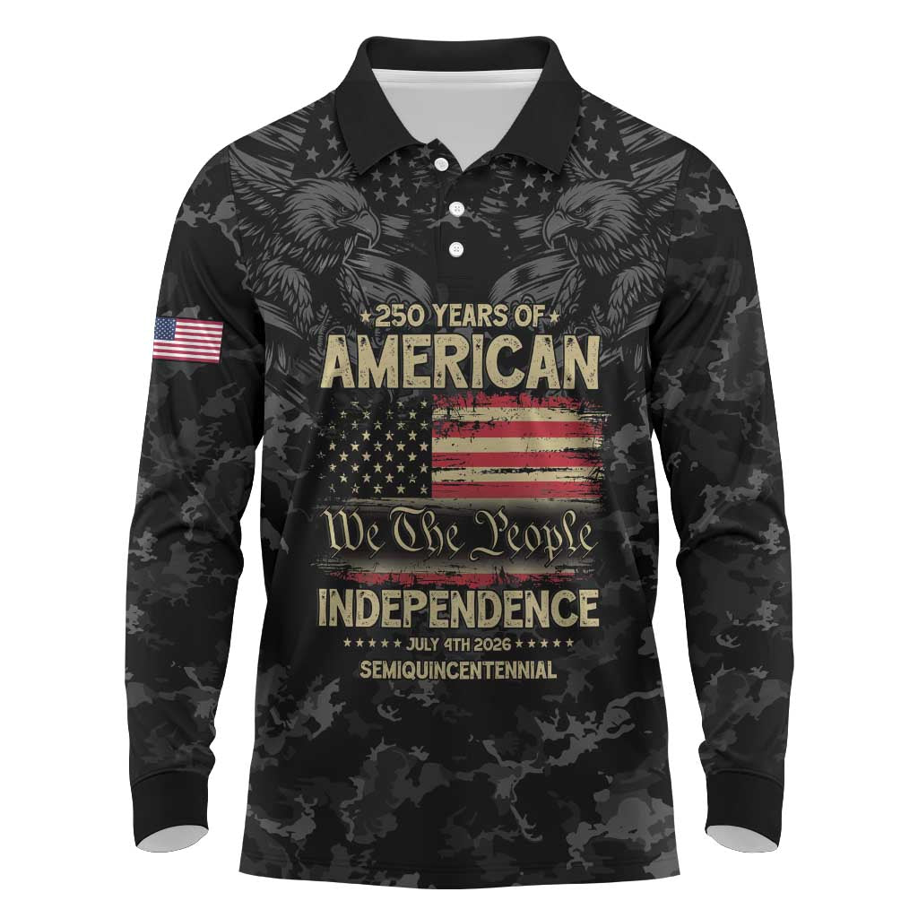 United States Long Sleeve Polo Shirt Semiquincentennial Anniversary - Camo Style