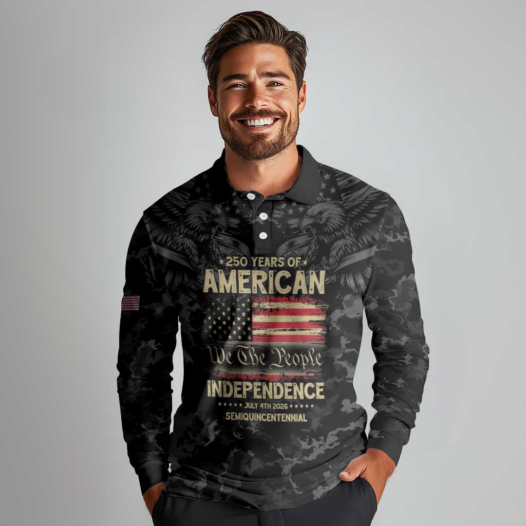 United States Long Sleeve Polo Shirt Semiquincentennial Anniversary - Camo Style