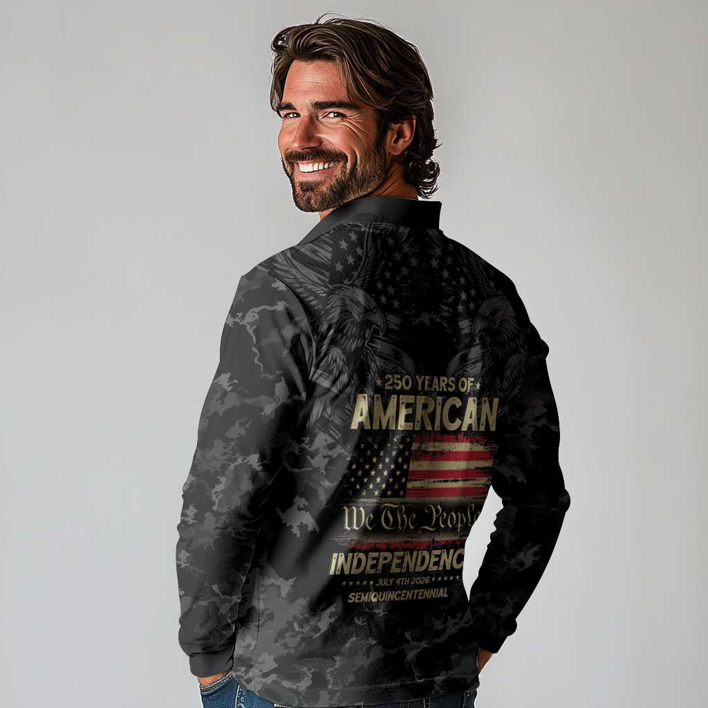 United States Long Sleeve Polo Shirt Semiquincentennial Anniversary - Camo Style
