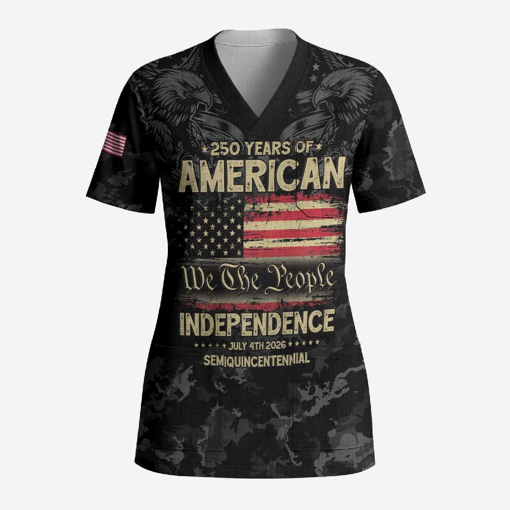 United States Scrub Top Semiquincentennial Anniversary - Camo Style