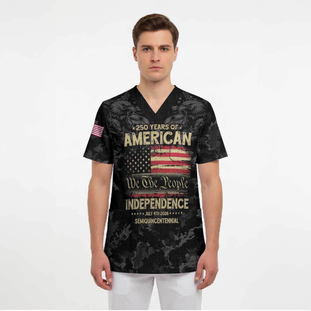 United States Scrub Top Semiquincentennial Anniversary - Camo Style