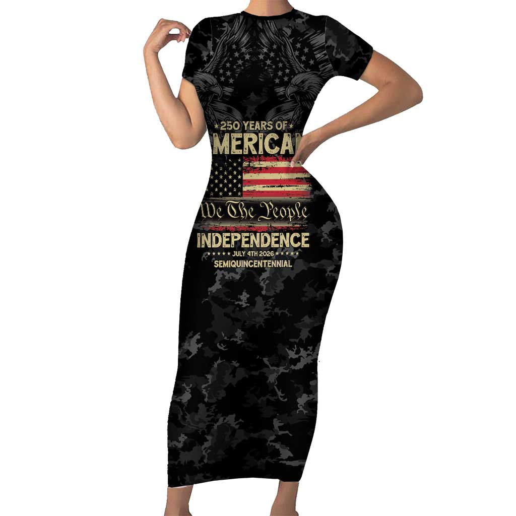 United States Short Sleeve Bodycon Dress Semiquincentennial Anniversary - Camo Style