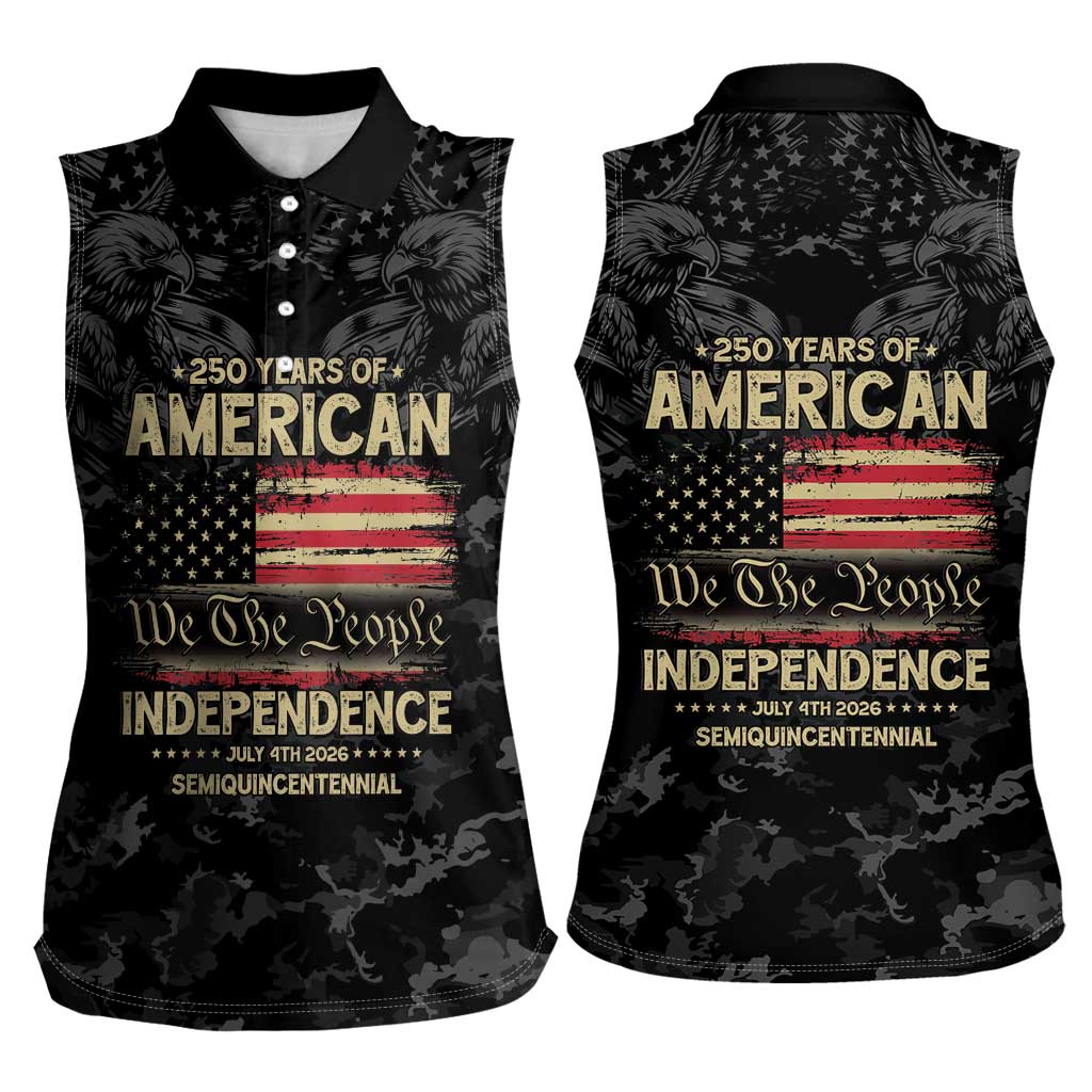 United States Women Sleeveless Polo Shirt Semiquincentennial Anniversary - Camo Style